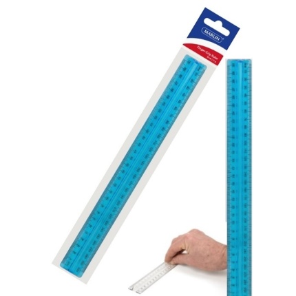 Marlin 30cm Finger Grip Ruler Clear Blue