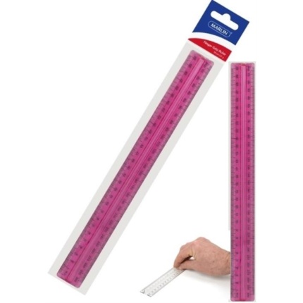 Marlin 30cm Finger Grip Ruler Pink